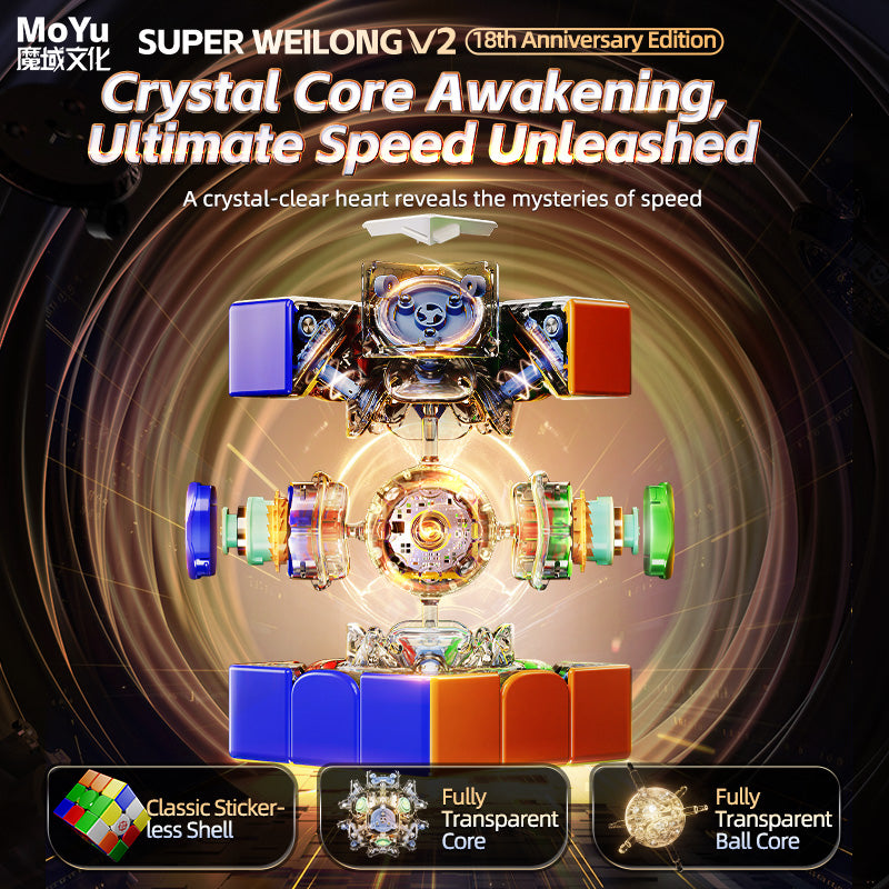 MoYu Super WeiLong 3x3 V2 AI (8-Magnet Ball-Core + MagLev) - 18th Anniversary Edition