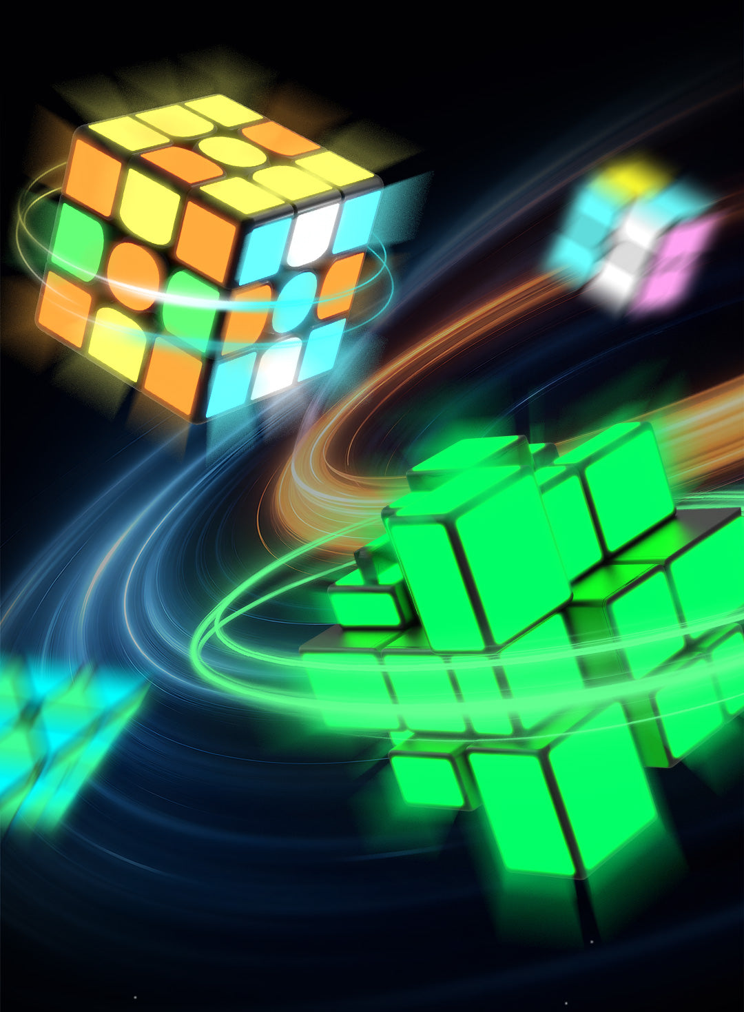 QiYi Magnetic 3x3 (Glow in the Dark Stickers)