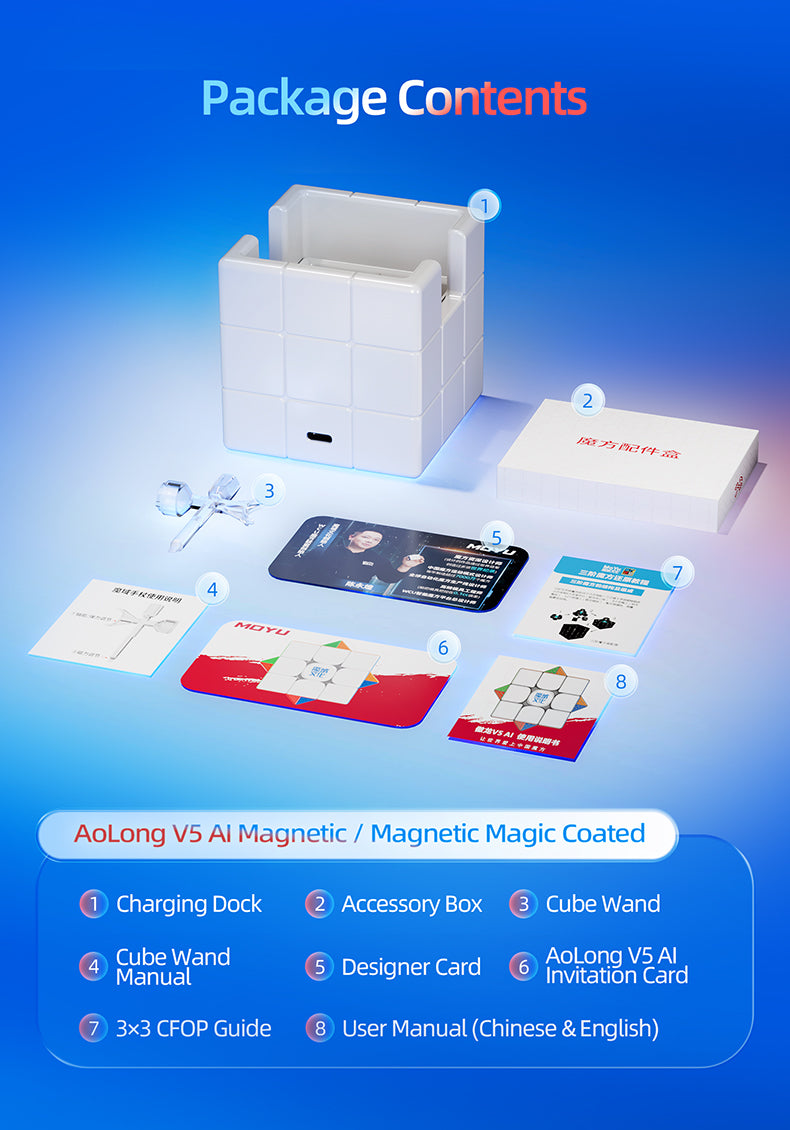 MoYu AoLong V5 AI 3x3 (Smart Cube, 8-Magnet Ball-Core + MagLev + UV)