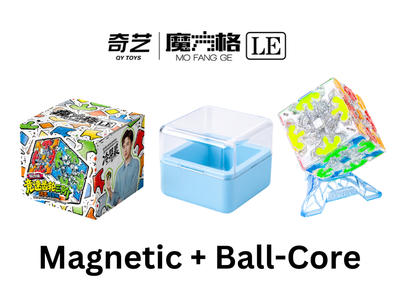 QiYi Speed Gear Cube 3x3 (Tiled, Magnetic + Ball-Core, LE) - Transparent